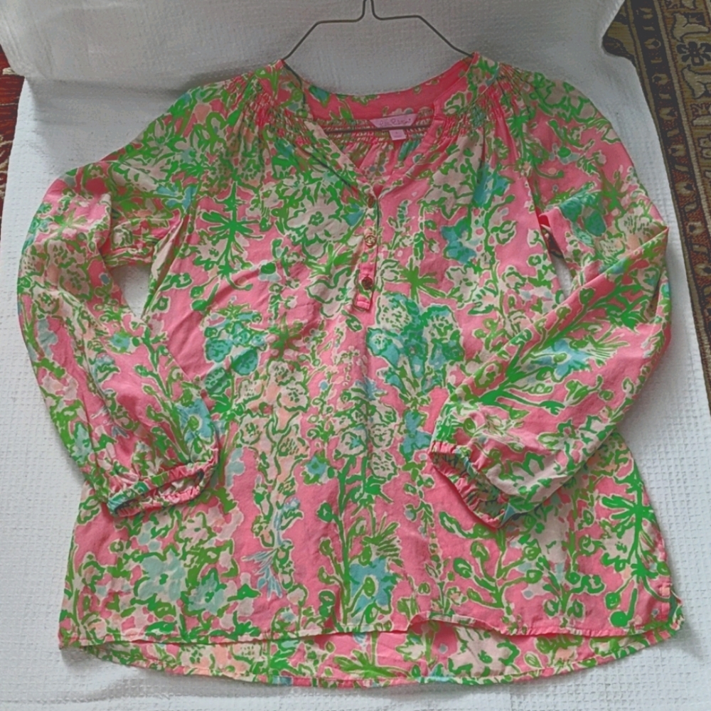 Pink floral Lilly Pulitzer 100% silk top